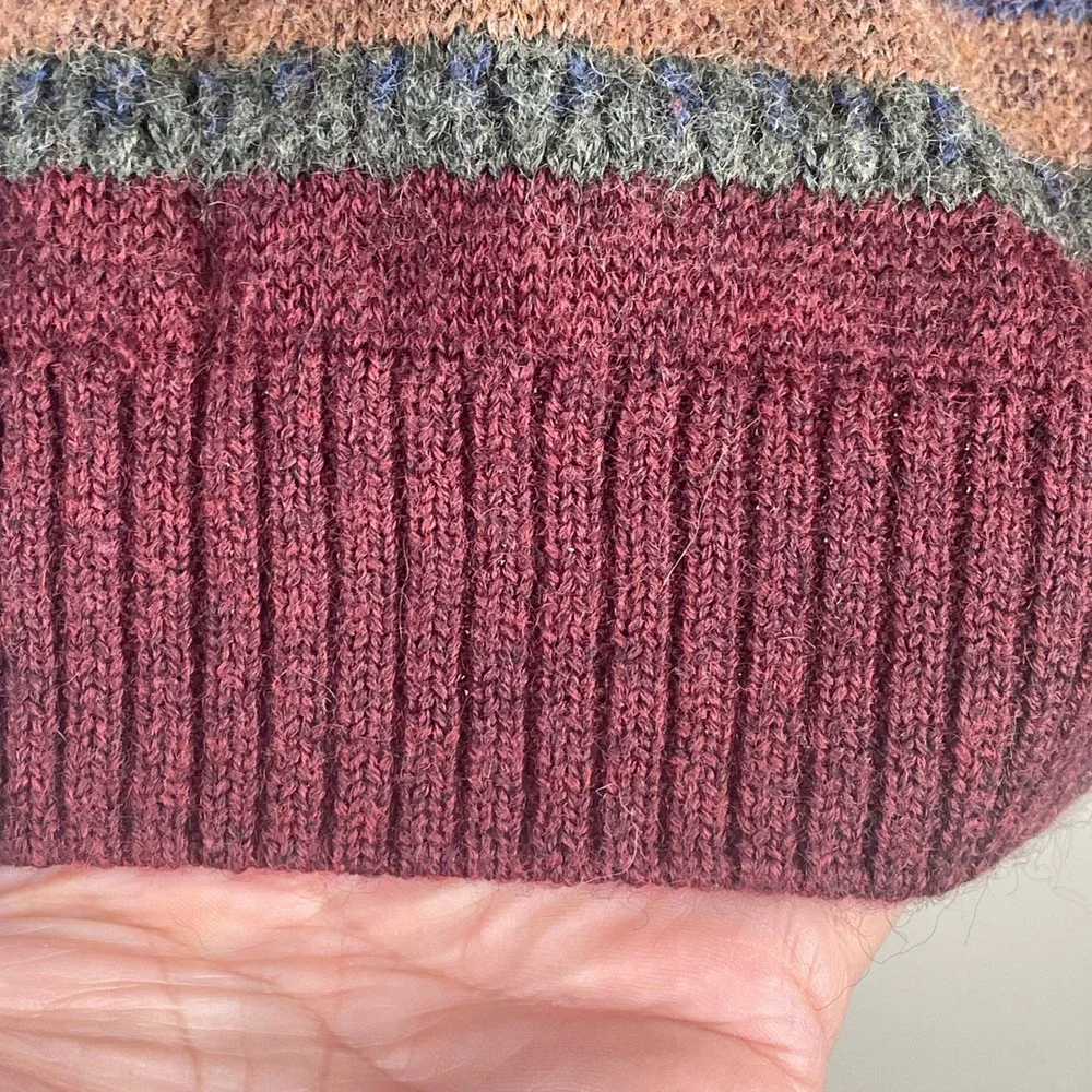 Vintage Grunge Grandpa Crew Neck Sweater Mens Large Wool Blend Stripe Pullover